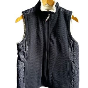 New! | Talbots | Herringbone Sherpa Lined Vest | Navy | Medium Petite